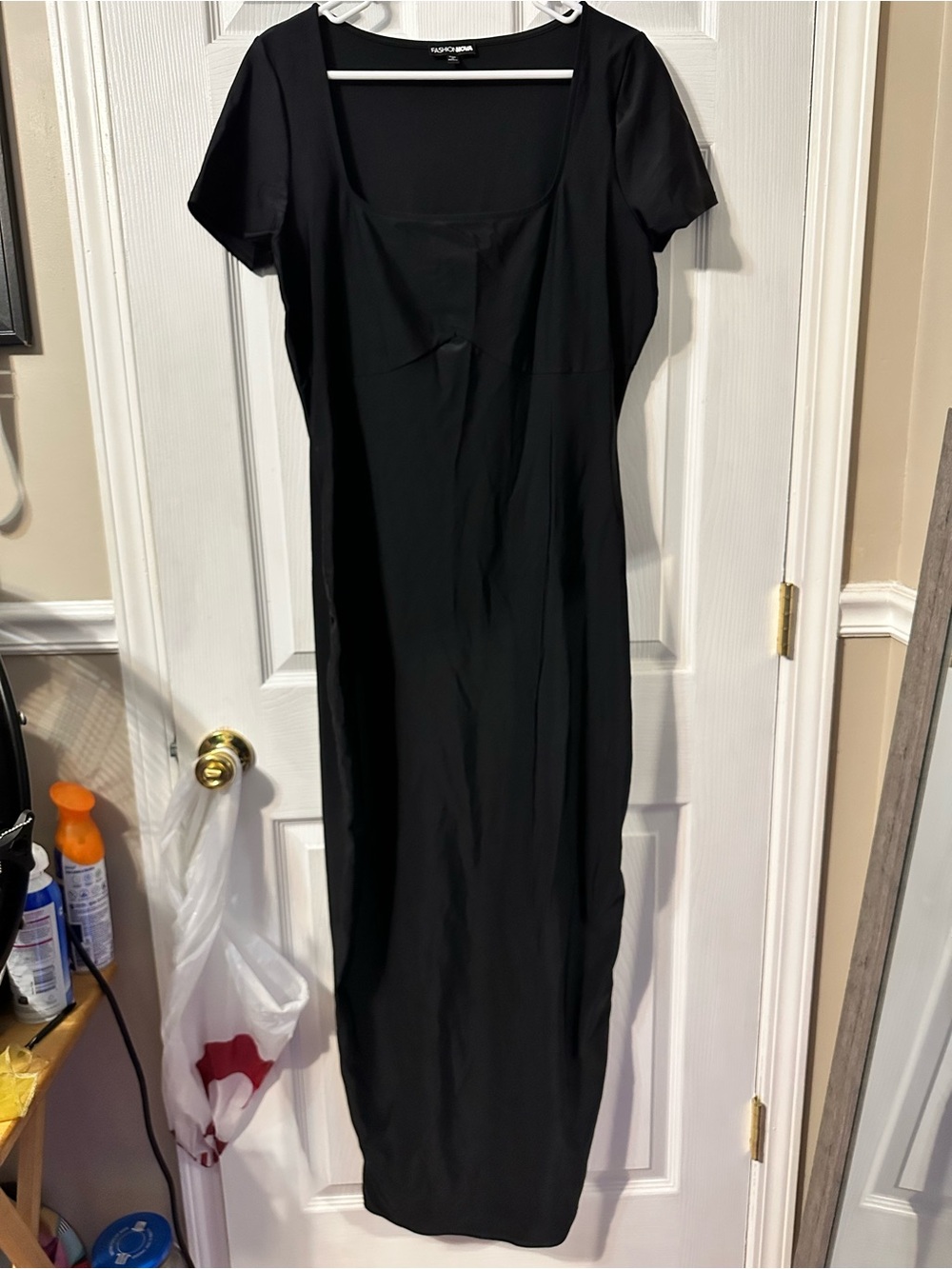 Fashion Nova Black Square-Neck Maxi Dress